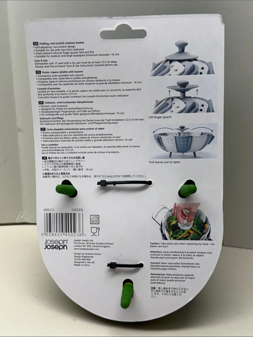 Joseph Joseph Lotus Plus Folding Steamer Basket - Green. NEW